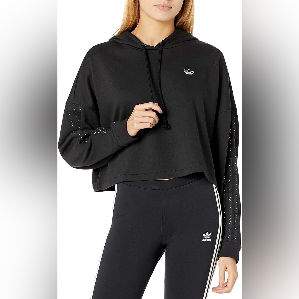 EUC Women's Adidas Originals Basketball Cropped Hoodie size Small in Black